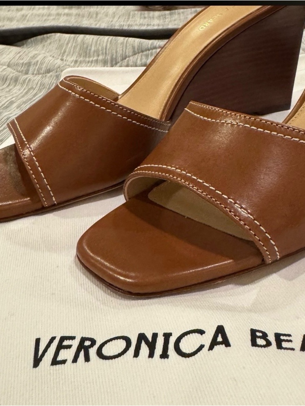 Veronica Beard Brown Ellen Wedge Sandal – Square Toe, Slip-On - Size 8 - Picture 4 of 9